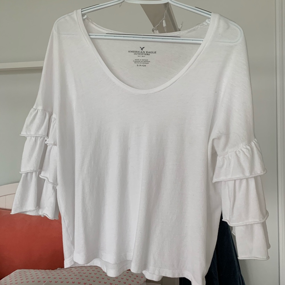 American Eagle White Long Sleeve Top